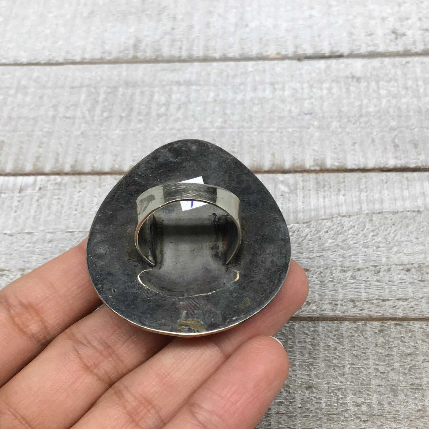 2.1"x1.8"x0.3" Green Nephrite Jade Ring Drop Shape, Turkmen Ring, 7, TR152