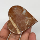 63.5g, 2.1" x 2.1"x 0.6", Natural Untreated Red Shell Fossils Half Heart @Morocc
