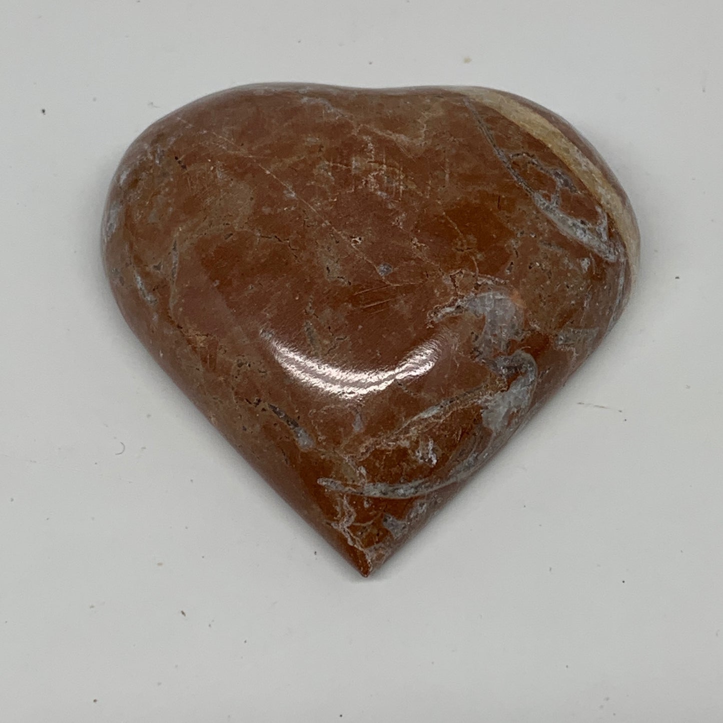 63.5g, 2.1" x 2.1"x 0.6", Natural Untreated Red Shell Fossils Half Heart @Morocc