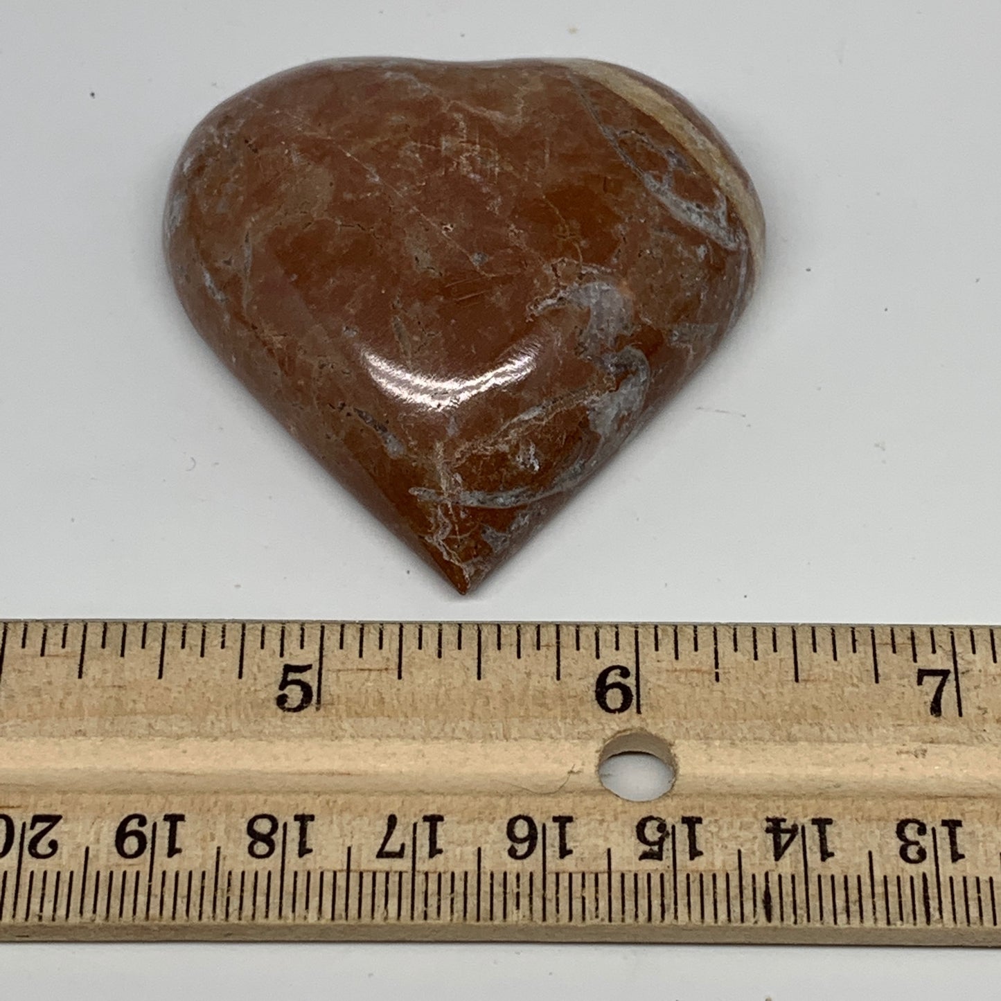 63.5g, 2.1" x 2.1"x 0.6", Natural Untreated Red Shell Fossils Half Heart @Morocc