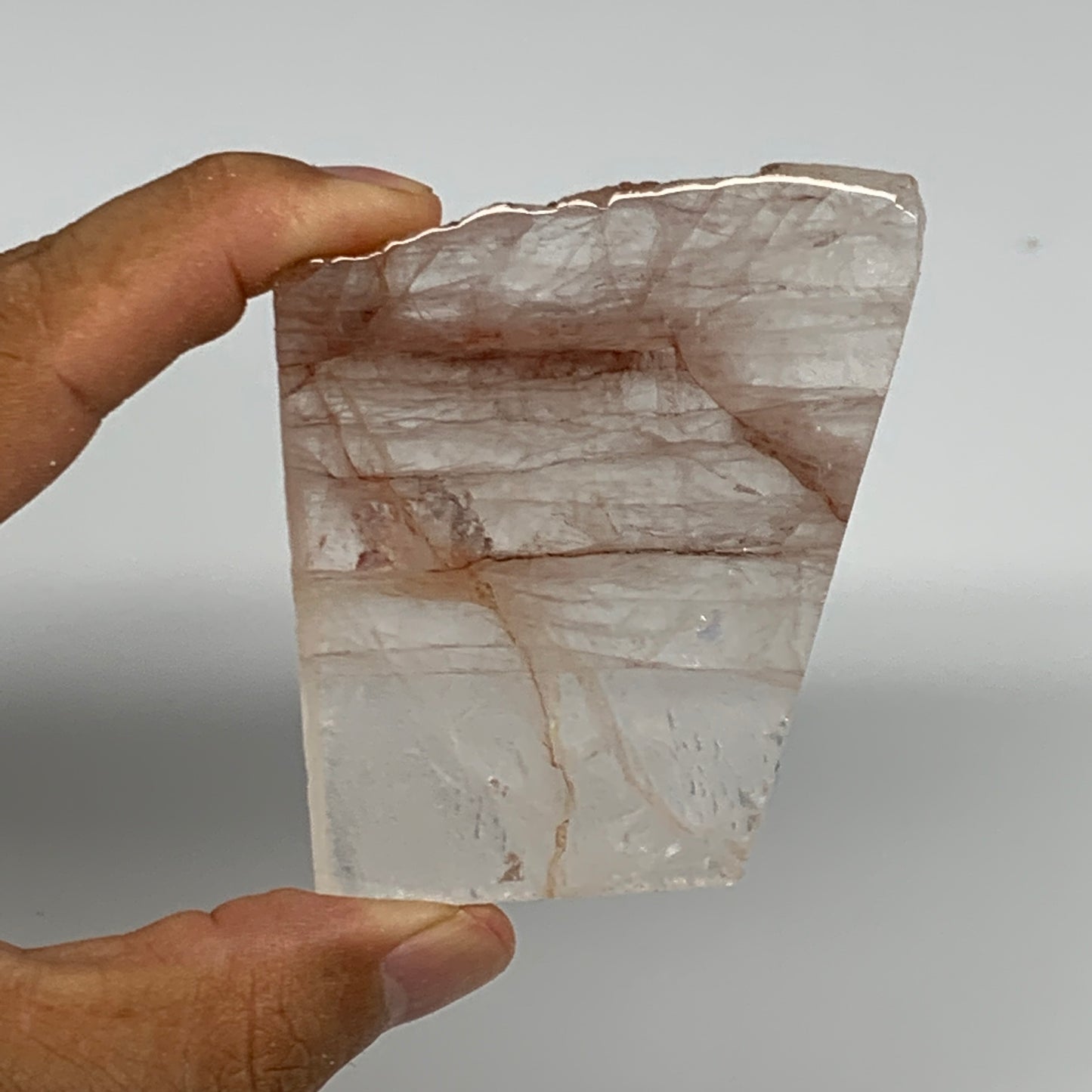 113g, 2.7"x2.4"x0.5", One face polished Fire Quartz, One face semi polished, B15