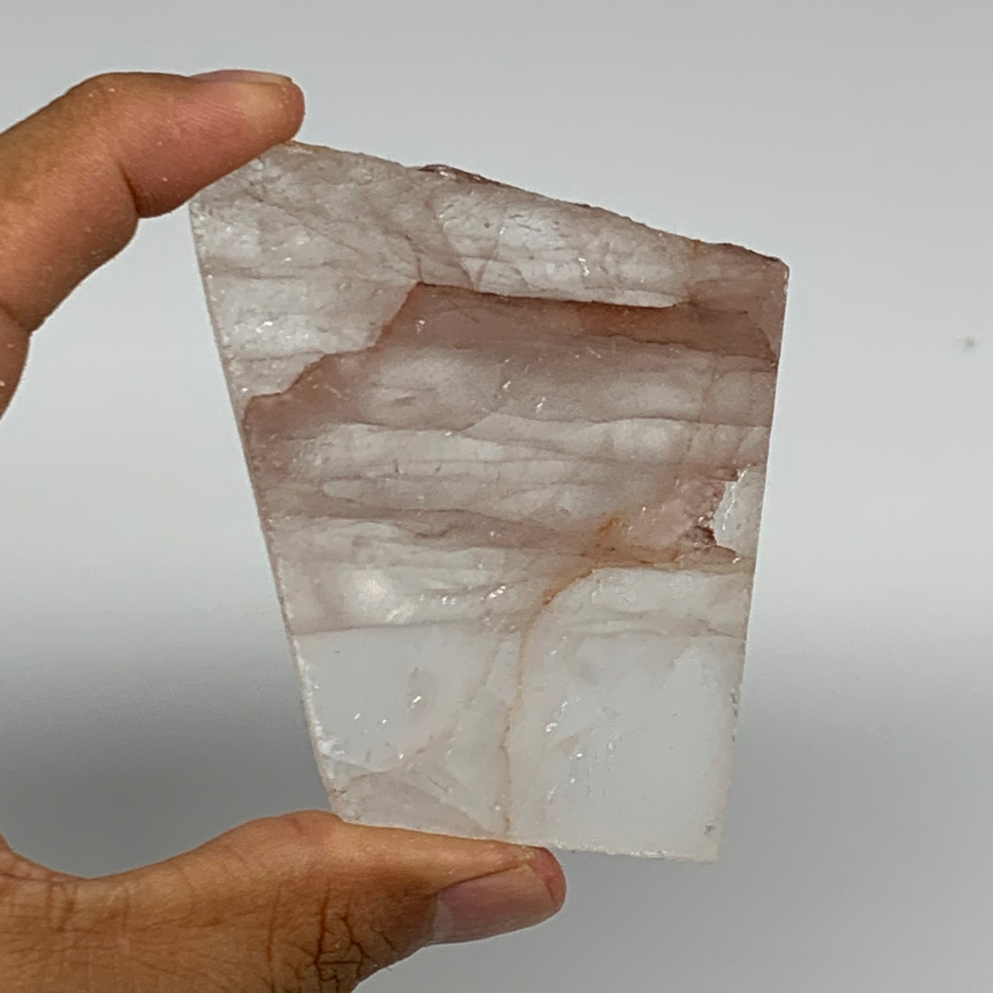 113g, 2.7"x2.4"x0.5", One face polished Fire Quartz, One face semi polished, B15