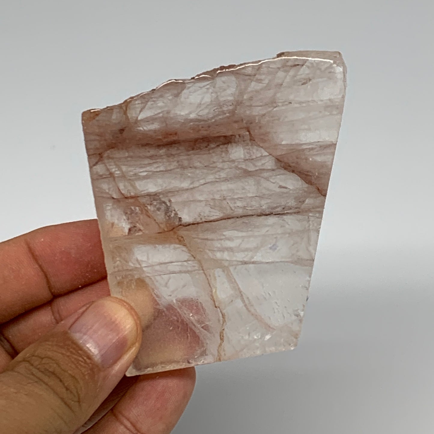 113g, 2.7"x2.4"x0.5", One face polished Fire Quartz, One face semi polished, B15