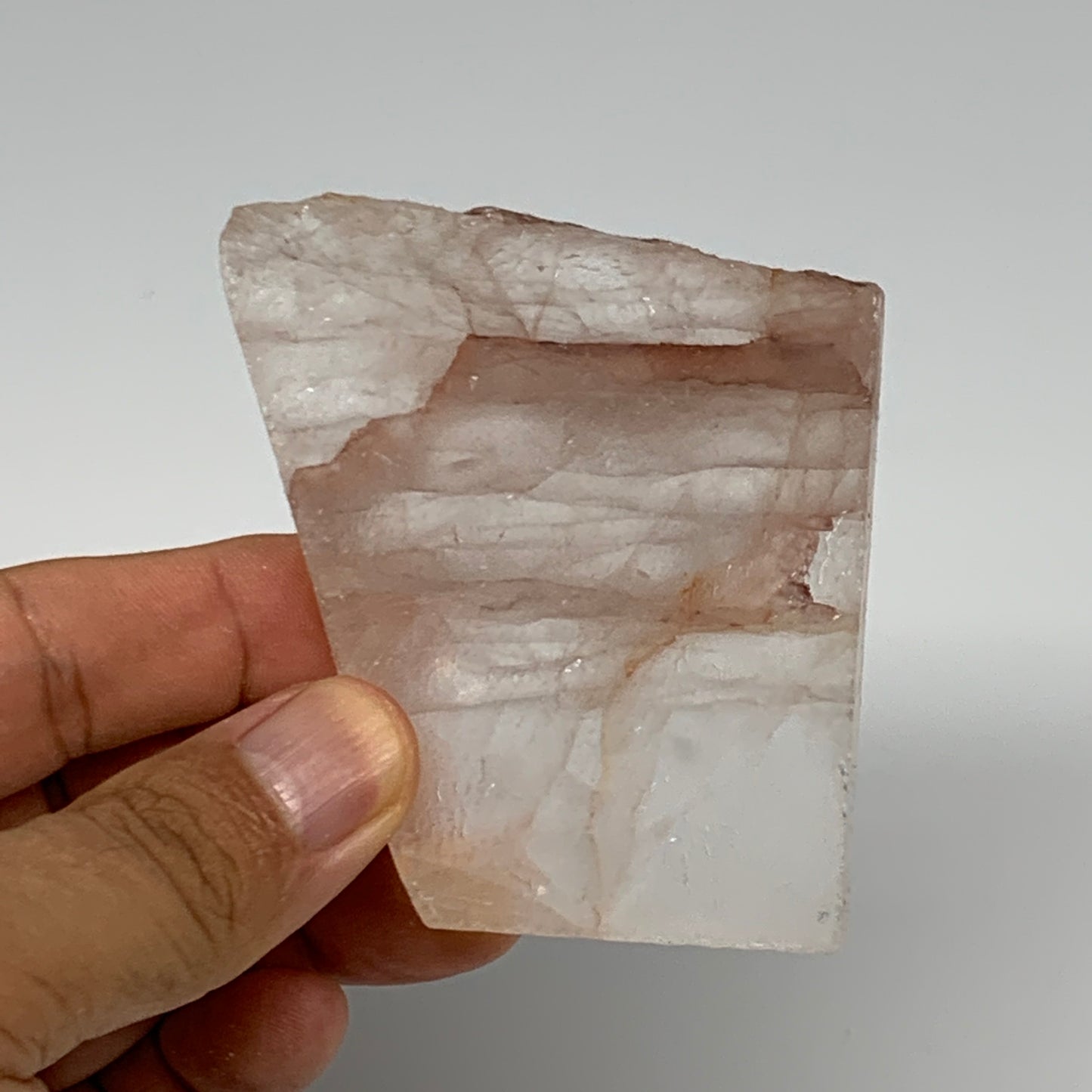 113g, 2.7"x2.4"x0.5", One face polished Fire Quartz, One face semi polished, B15