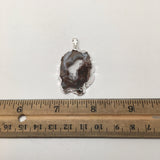 Agate Druzy Slice Geode Pendant Silver Plated from Brazil,Free 18" Chain, Bp738 - watangem.com