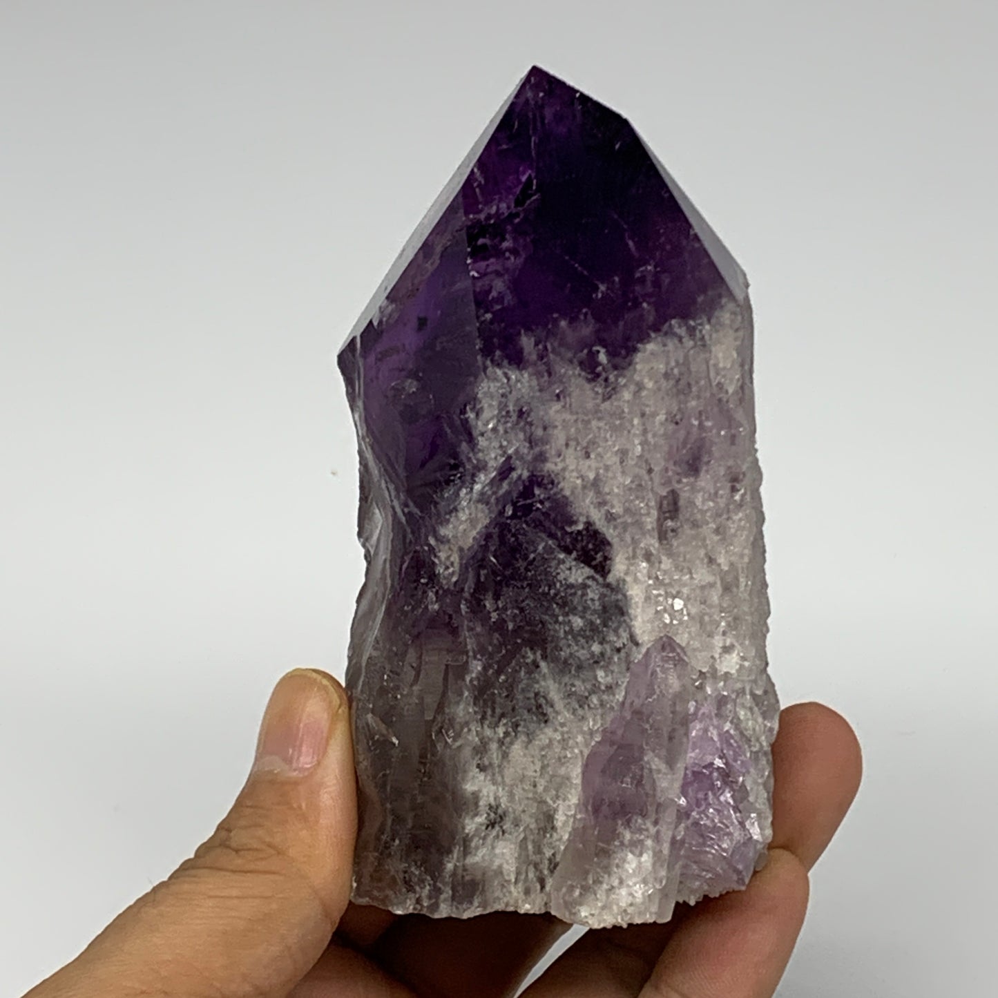 360.6g,3.9"x2.1"x2.1", Amethyst Point Polished Rough lower part Stands, B19058