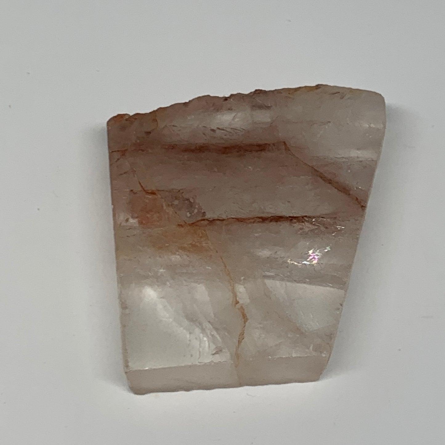 113g, 2.7"x2.4"x0.5", One face polished Fire Quartz, One face semi polished, B15