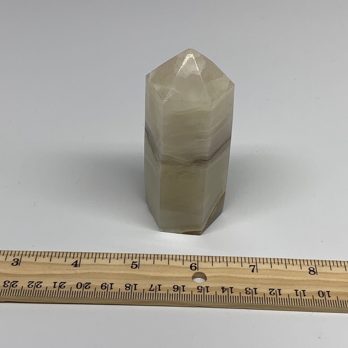 199.9g, 3.5"x1.4" Banded Onyx Point Tower Obelisk Crystal @Pakistan, B25136
