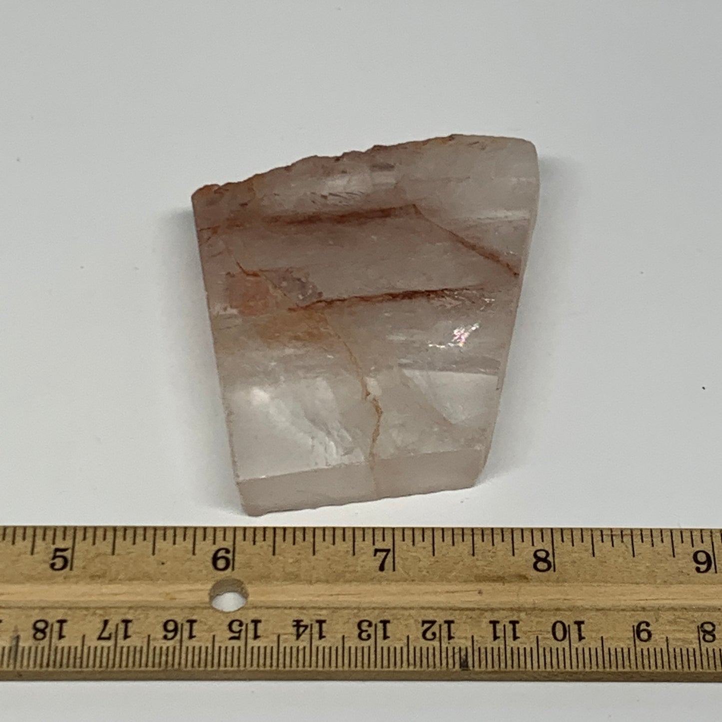 113g, 2.7"x2.4"x0.5", One face polished Fire Quartz, One face semi polished, B15