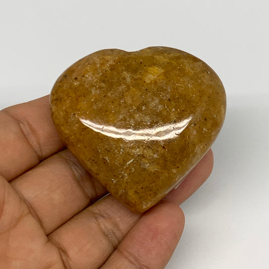 80g, 1.9"x2.1"x0.9", Natural Golden Quartz Heart Small Polished Crystal, B27108