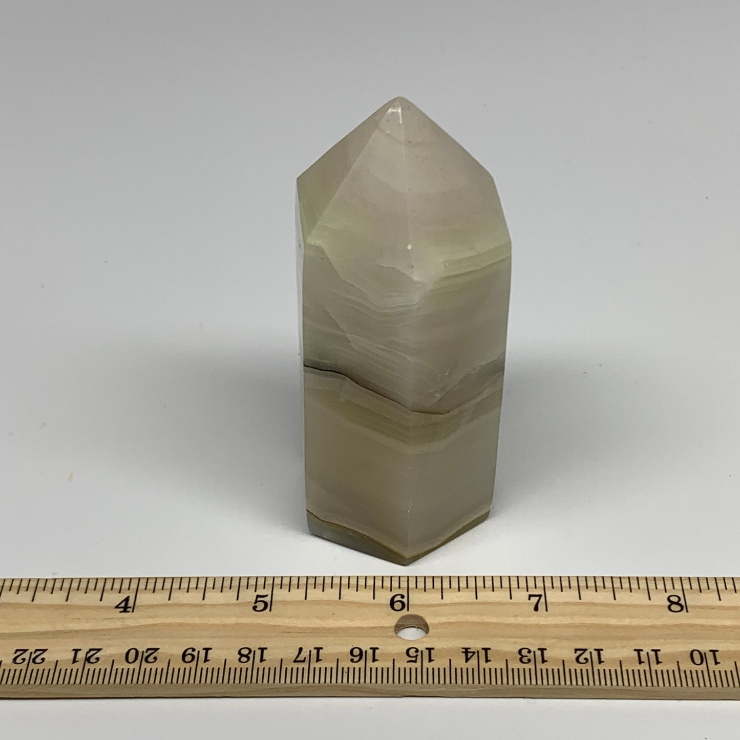 245.9g, 3.6"x1.5" Banded Onyx Point Tower Obelisk Crystal @Pakistan, B25137