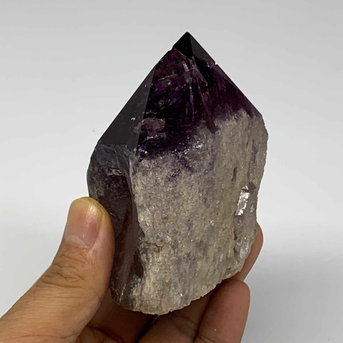 361.3g,3.2"x2.9"x2.1", Amethyst Point Polished Rough lower part Stands, B19060