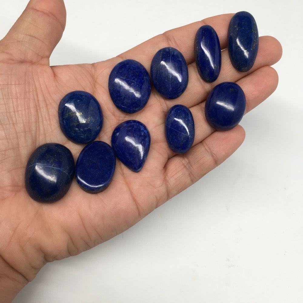 295cts, 10pcs,Natural Oval Shape Lapis Lazuli Cabochons @Afghanistan,Lot116