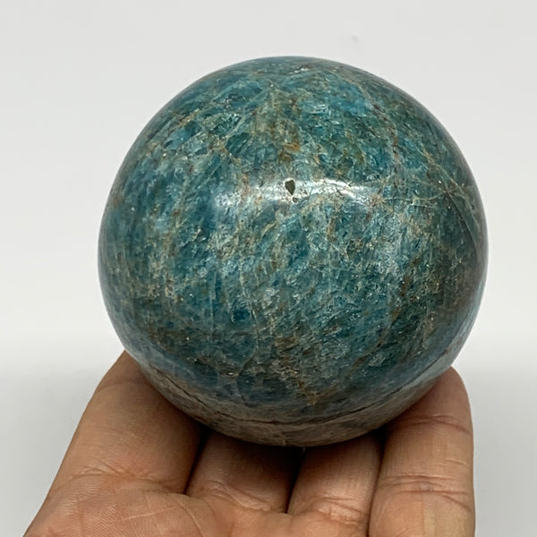 450.8g, 2.6" (65mm) Blue Apatite Sphere Ball Gemstone Healing Reiki, B22339