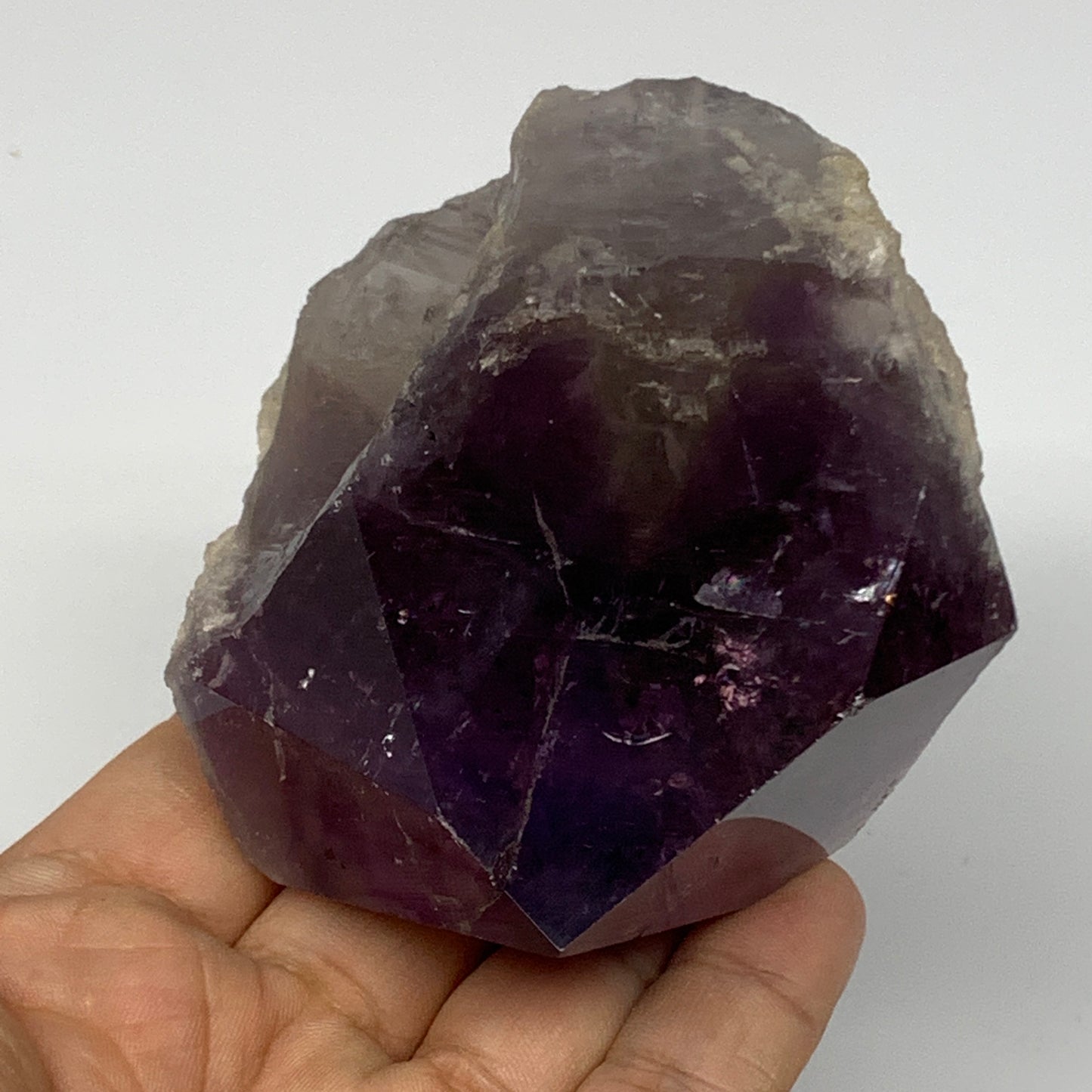 361.3g,3.2"x2.9"x2.1", Amethyst Point Polished Rough lower part Stands, B19060