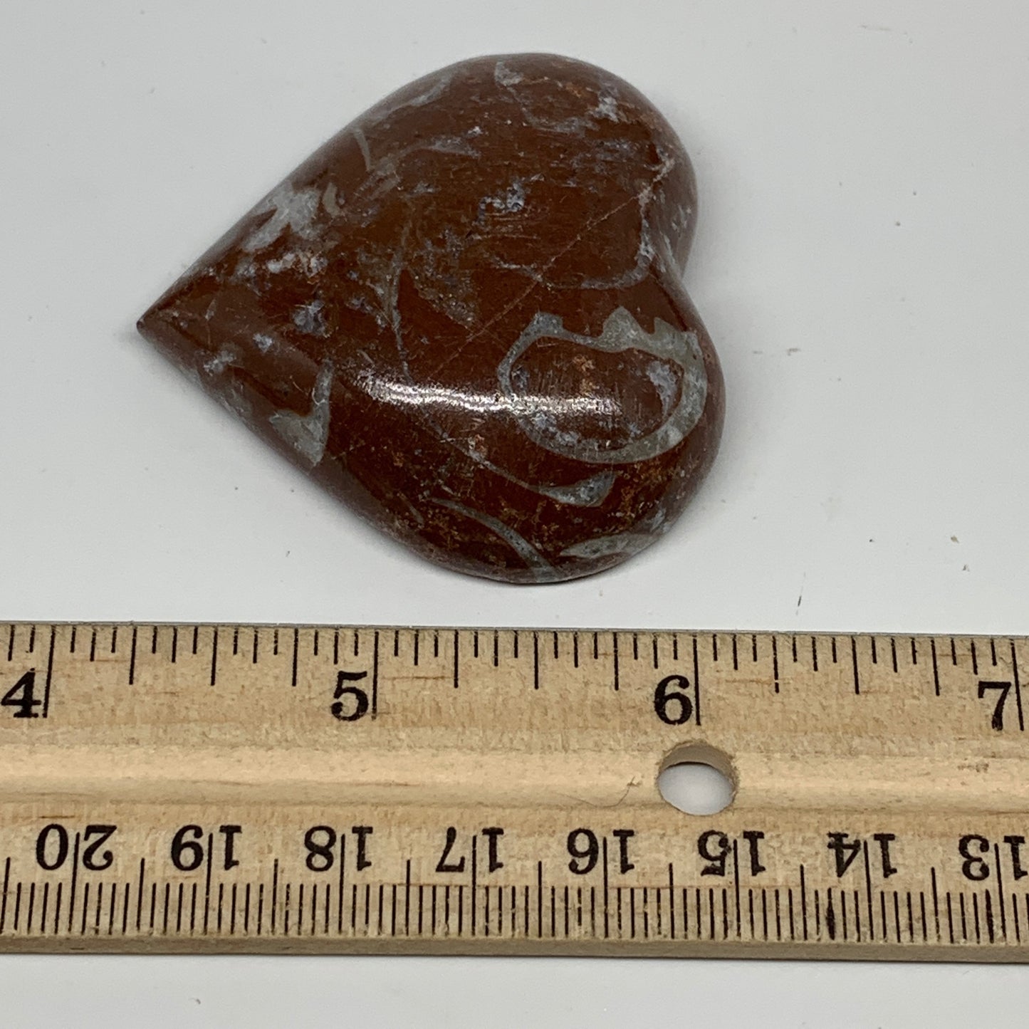 53.4g, 2" x 2.1"x 0.6", Natural Untreated Red Shell Fossils Half Heart @Morocco,