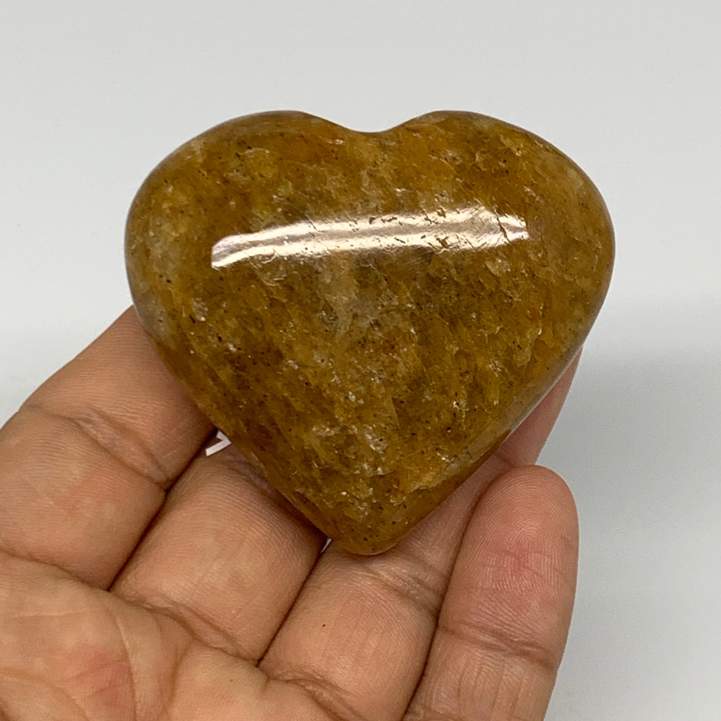 88g, 2"x2.2"x0.9", Natural Golden Quartz Heart Small Polished Crystal, B27110
