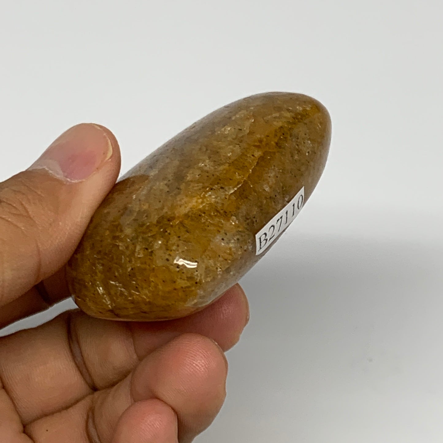 88g, 2"x2.2"x0.9", Natural Golden Quartz Heart Small Polished Crystal, B27110