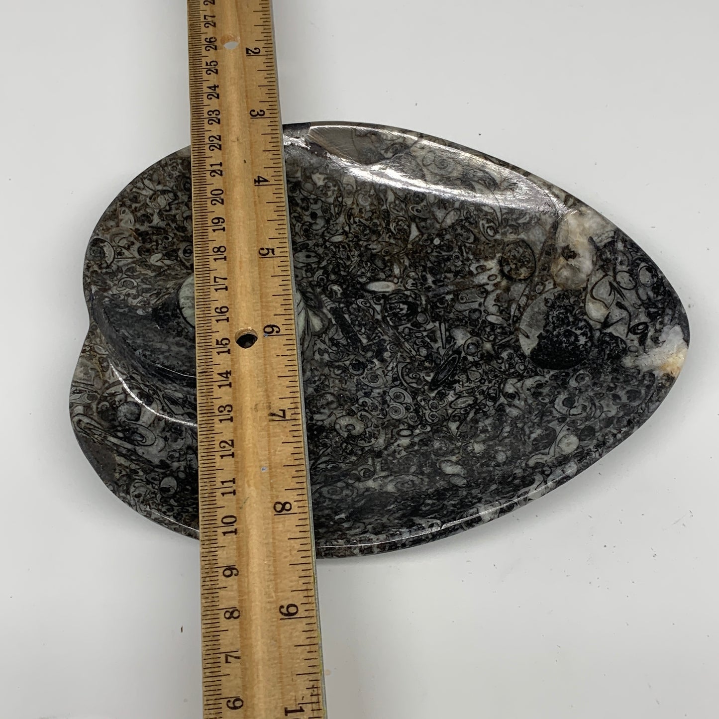 2pcs Set, 6.25"x5.25" Heart Fossils Orthoceras Ammonite Bowls @Morocco, B8485