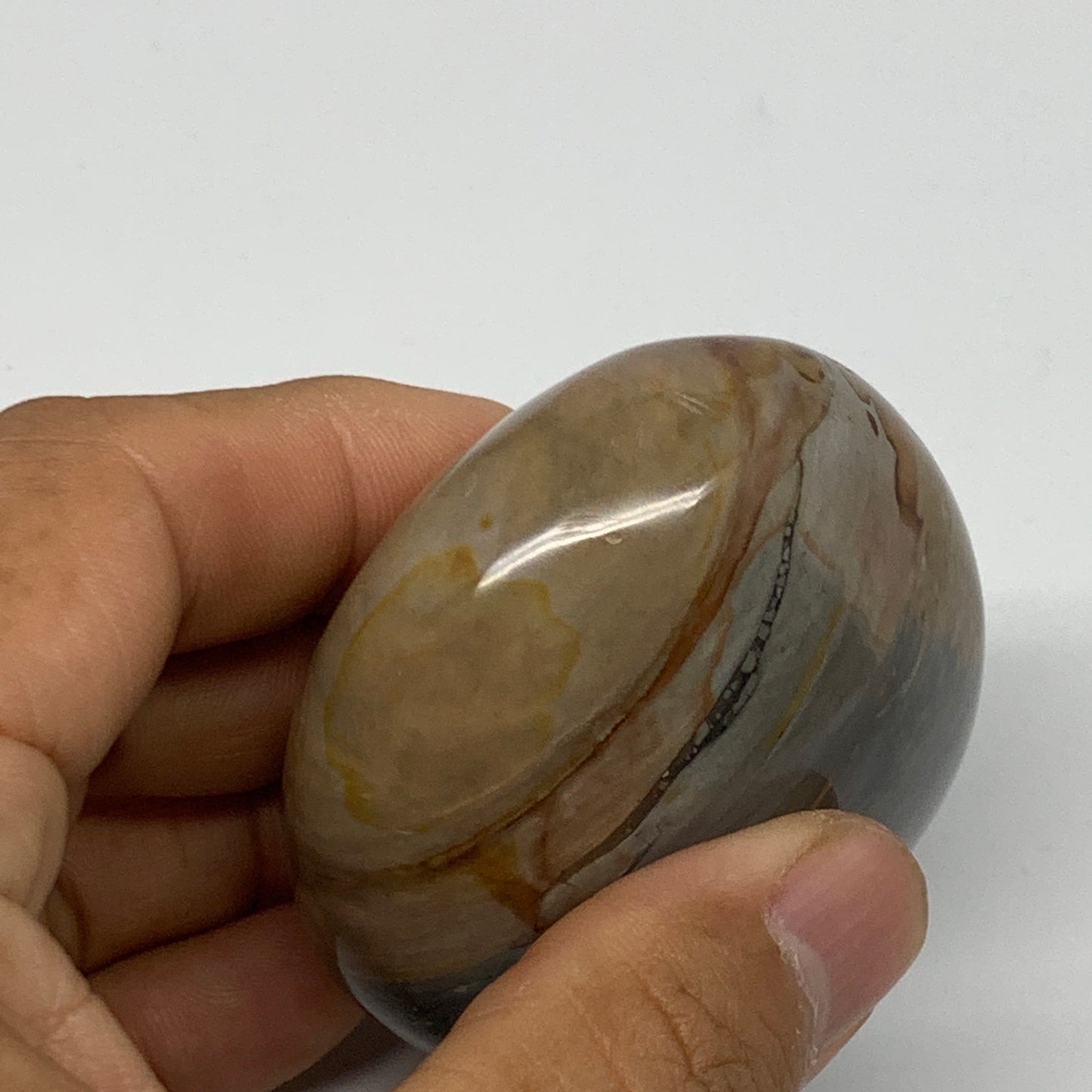 158.3g, 2.5"x2.2"x1.4" Polychrome Jasper Palm-Stone Reiki @Madagascar, B24517