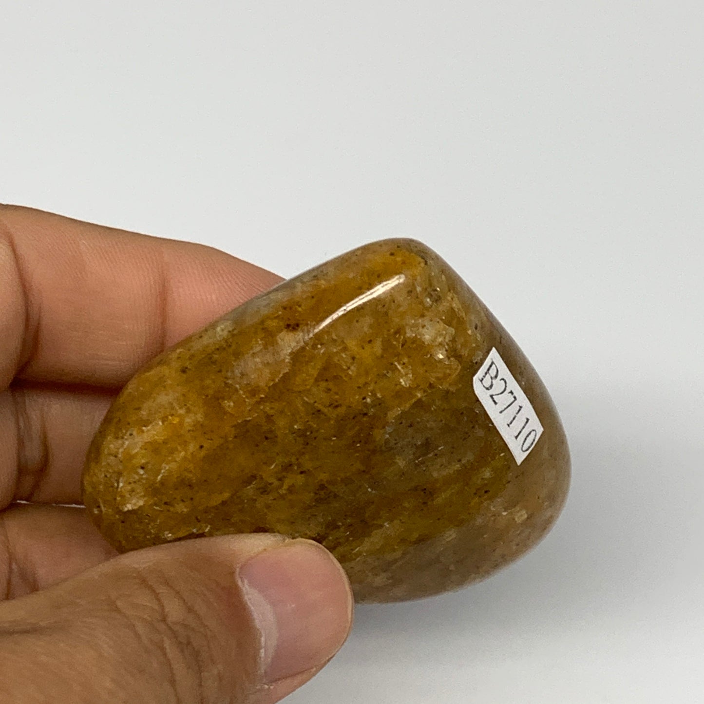 88g, 2"x2.2"x0.9", Natural Golden Quartz Heart Small Polished Crystal, B27110
