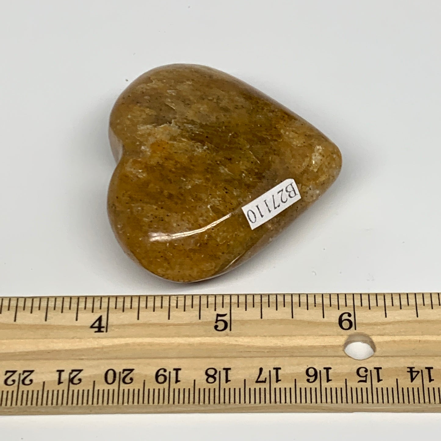 88g, 2"x2.2"x0.9", Natural Golden Quartz Heart Small Polished Crystal, B27110