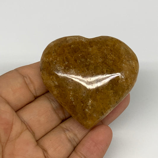 79.7g, 2"x2.1"x0.9", Natural Golden Quartz Heart Small Polished Crystal, B27111