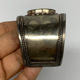 1.8" Vintage Reproduced Afghan Turkmen Tribal Small Round Cuff Bracelet, B13355