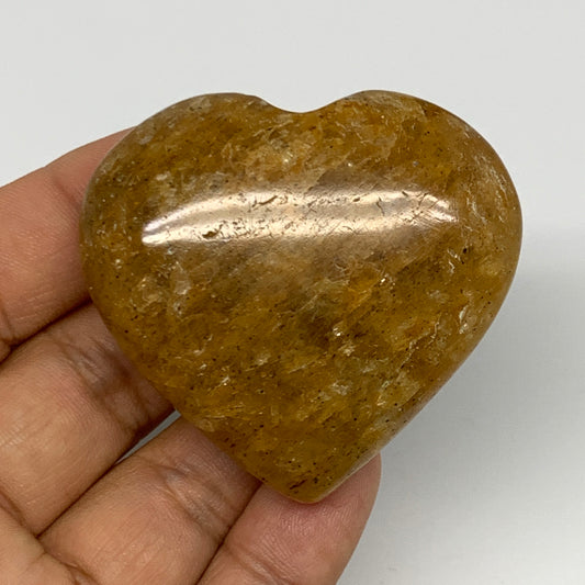 81g, 2"x2.1"x0.9", Natural Golden Quartz Heart Small Polished Crystal, B27112
