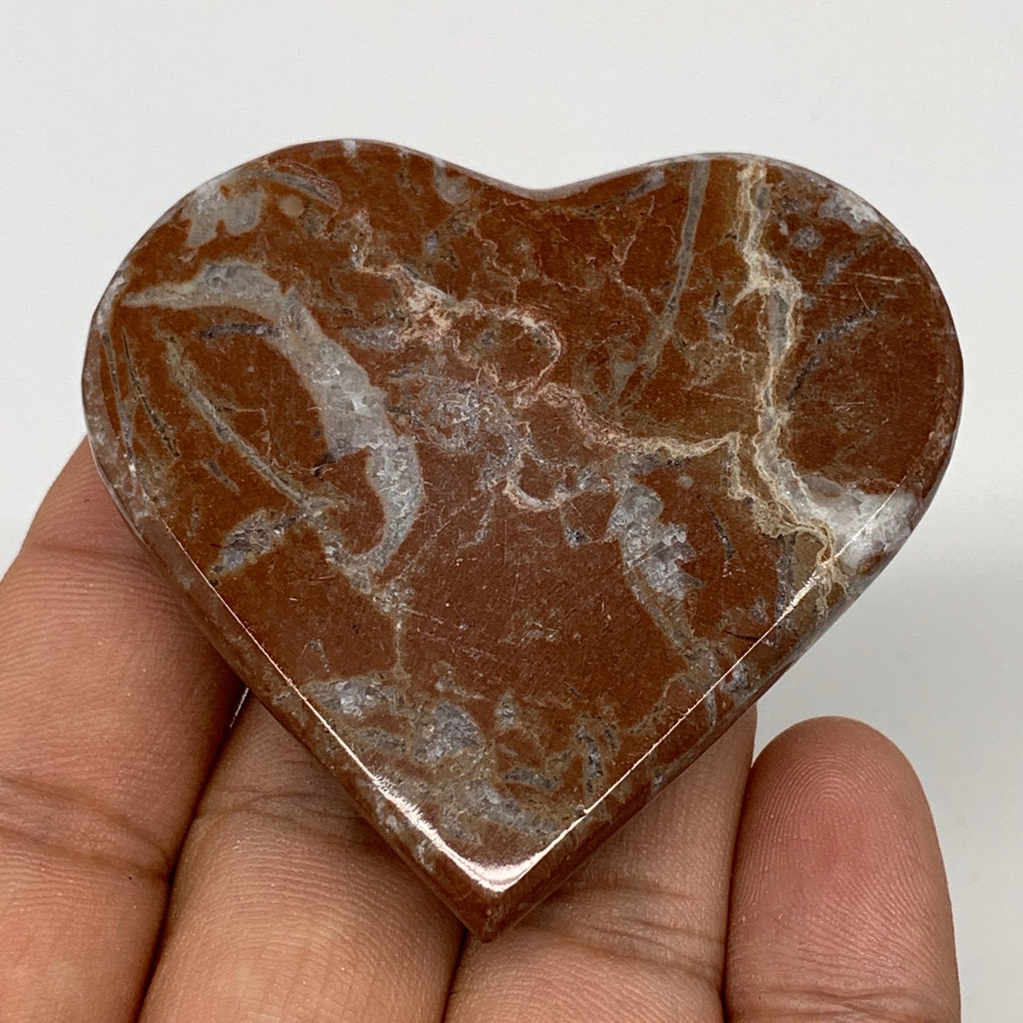 61.8g, 2" x 2.1"x 0.6", Natural Untreated Red Shell Fossils Half Heart @Morocco,