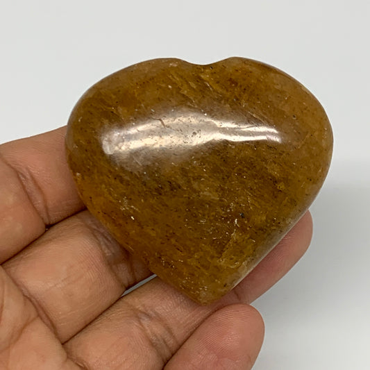77.6g, 1.9"x2.1"x0.9", Natural Golden Quartz Heart Small Polished Crystal, B2711