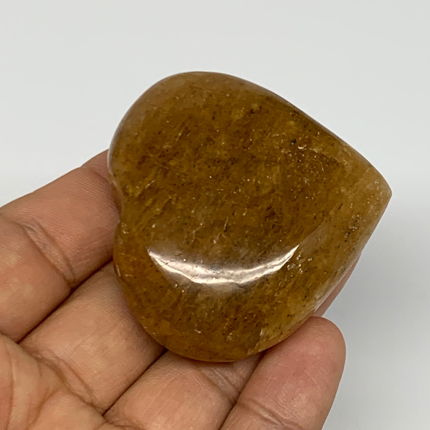 77.6g, 1.9"x2.1"x0.9", Natural Golden Quartz Heart Small Polished Crystal, B2711