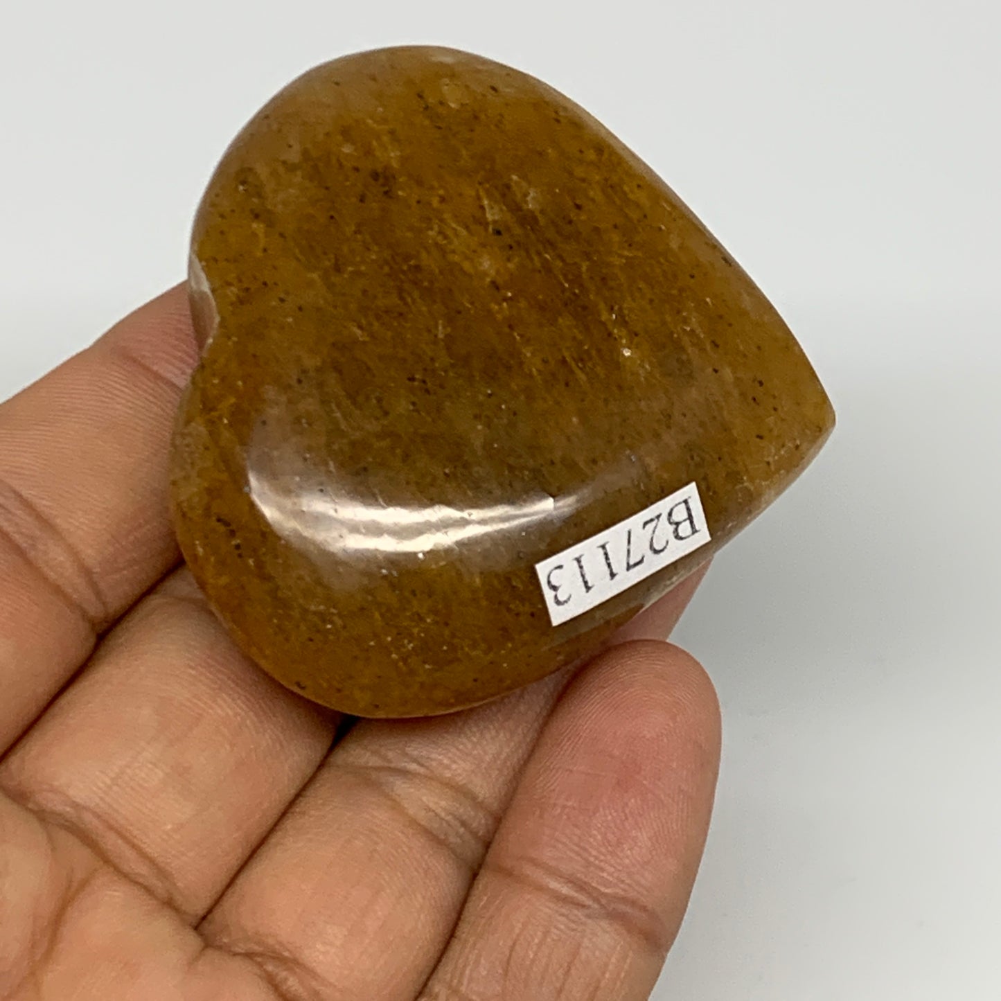 77.6g, 1.9"x2.1"x0.9", Natural Golden Quartz Heart Small Polished Crystal, B2711