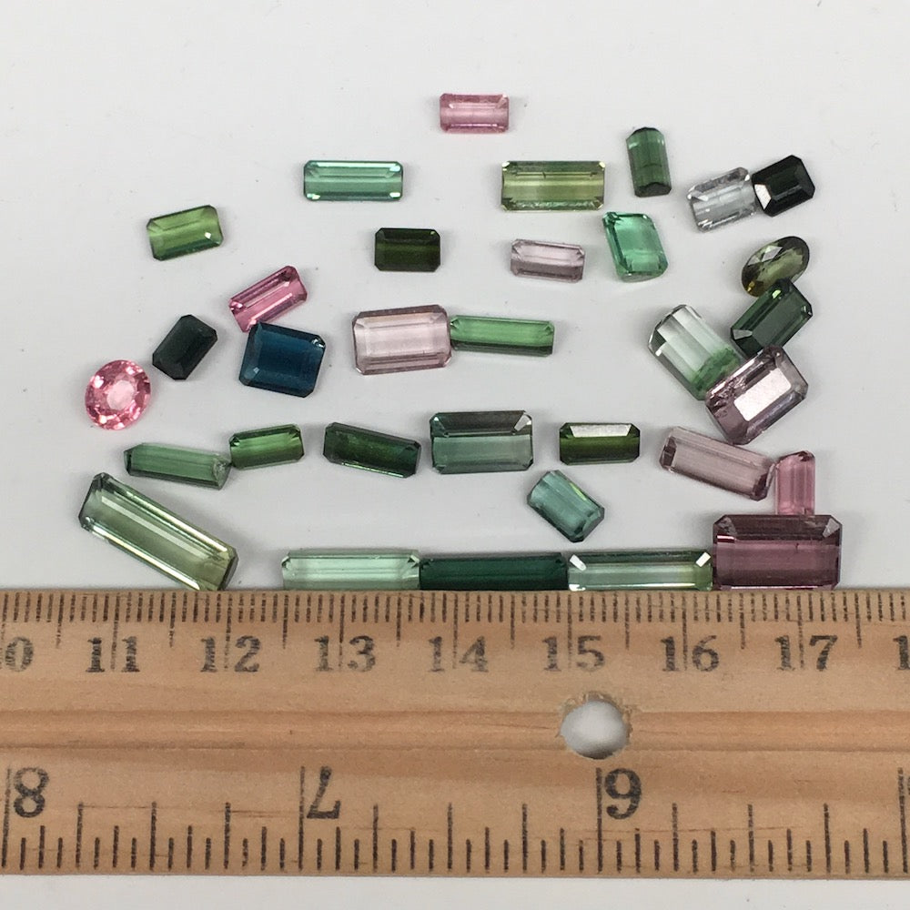 46.85cts, 34pcs Lot, 5mm-15mm Untreated Tourmaline Cabochons from Afghanistan