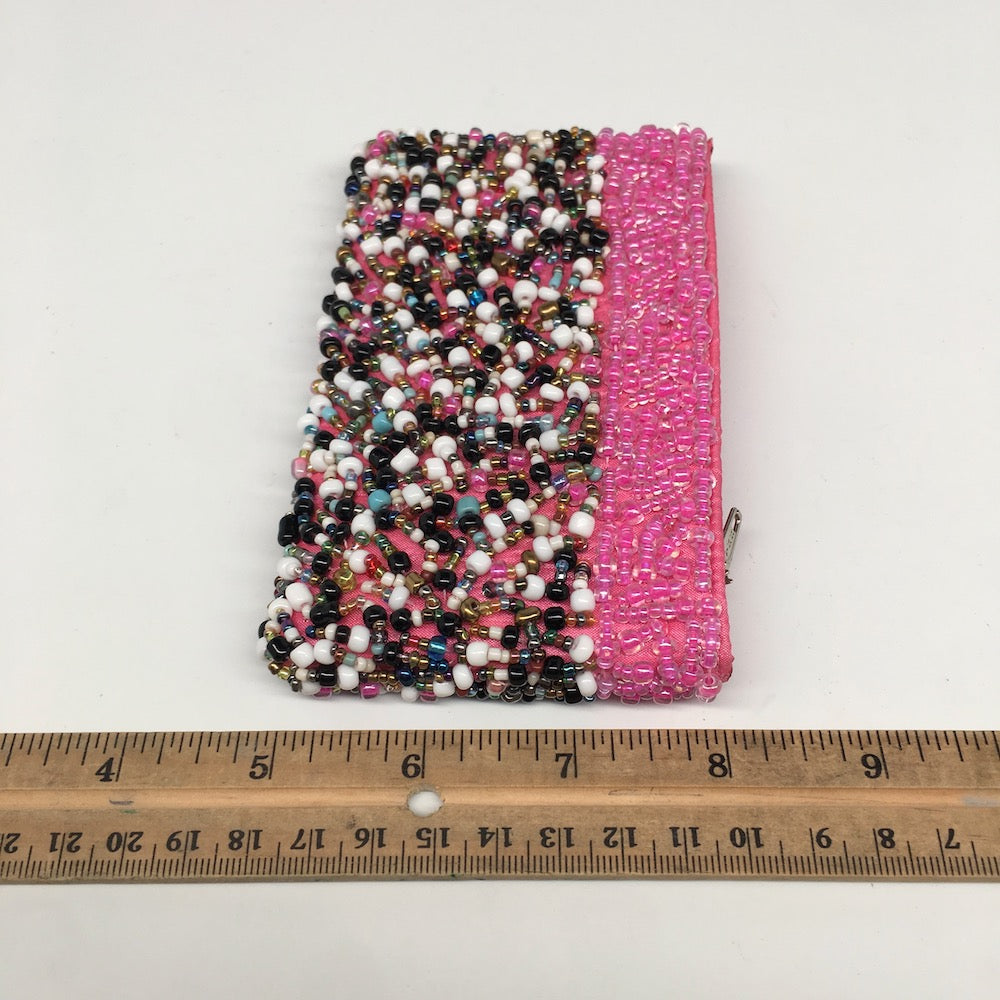 3" x 5" Small Seed Bead Pink Pouch Handbag