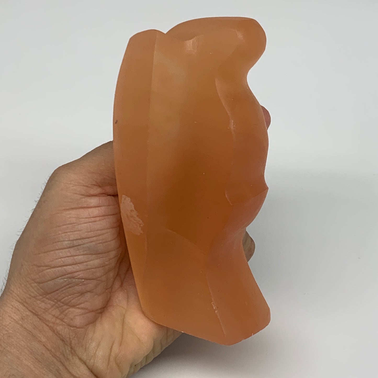 450g, 4.7"x2.5"x2.1"" Orange Selenite (Satin Spar) Angel Crystal @Morocco,B9360