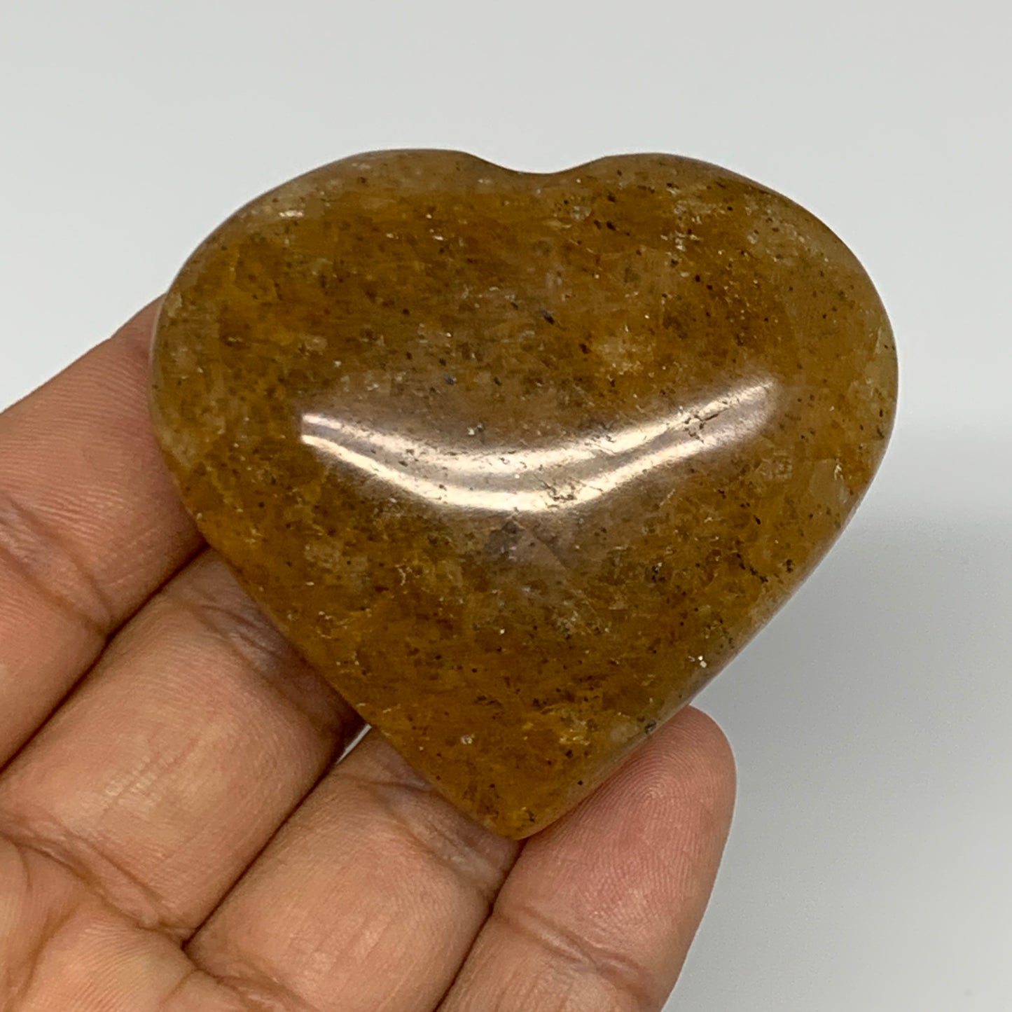 83.7g, 2"x2.2"x0.9", Natural Golden Quartz Heart Small Polished Crystal, B27114
