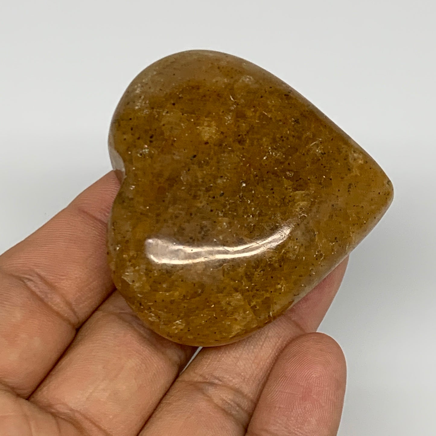 83.7g, 2"x2.2"x0.9", Natural Golden Quartz Heart Small Polished Crystal, B27114