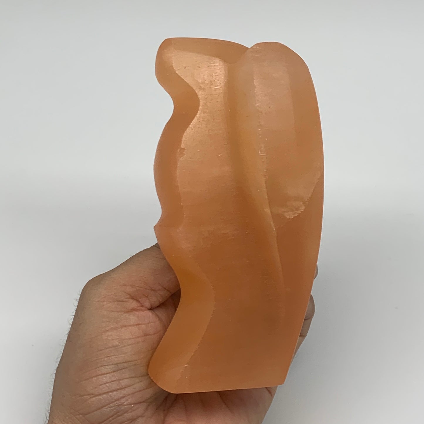 450g, 4.7"x2.5"x2.1"" Orange Selenite (Satin Spar) Angel Crystal @Morocco,B9360