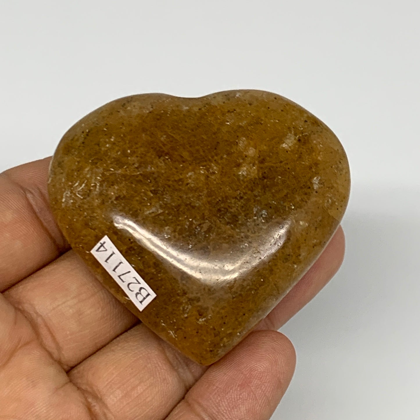 83.7g, 2"x2.2"x0.9", Natural Golden Quartz Heart Small Polished Crystal, B27114