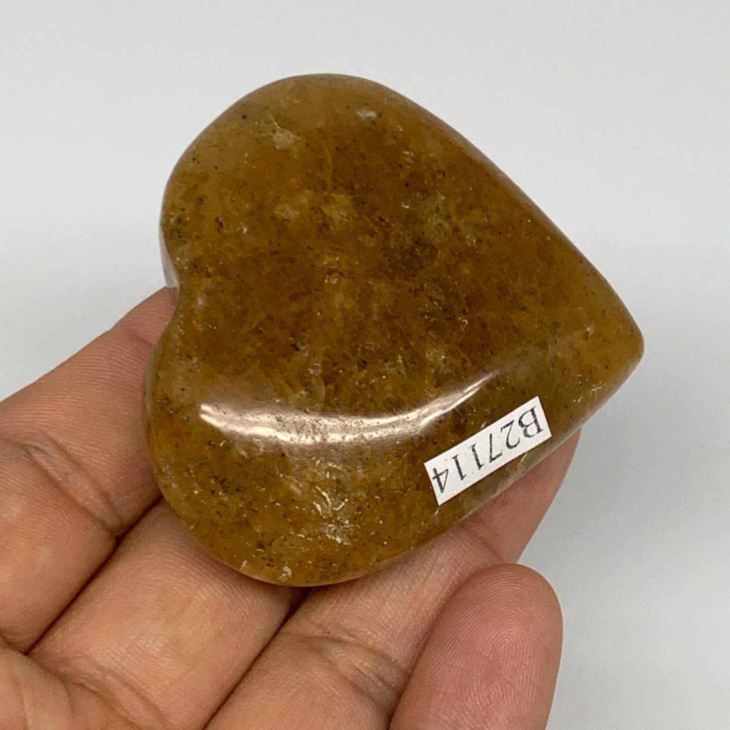 83.7g, 2"x2.2"x0.9", Natural Golden Quartz Heart Small Polished Crystal, B27114