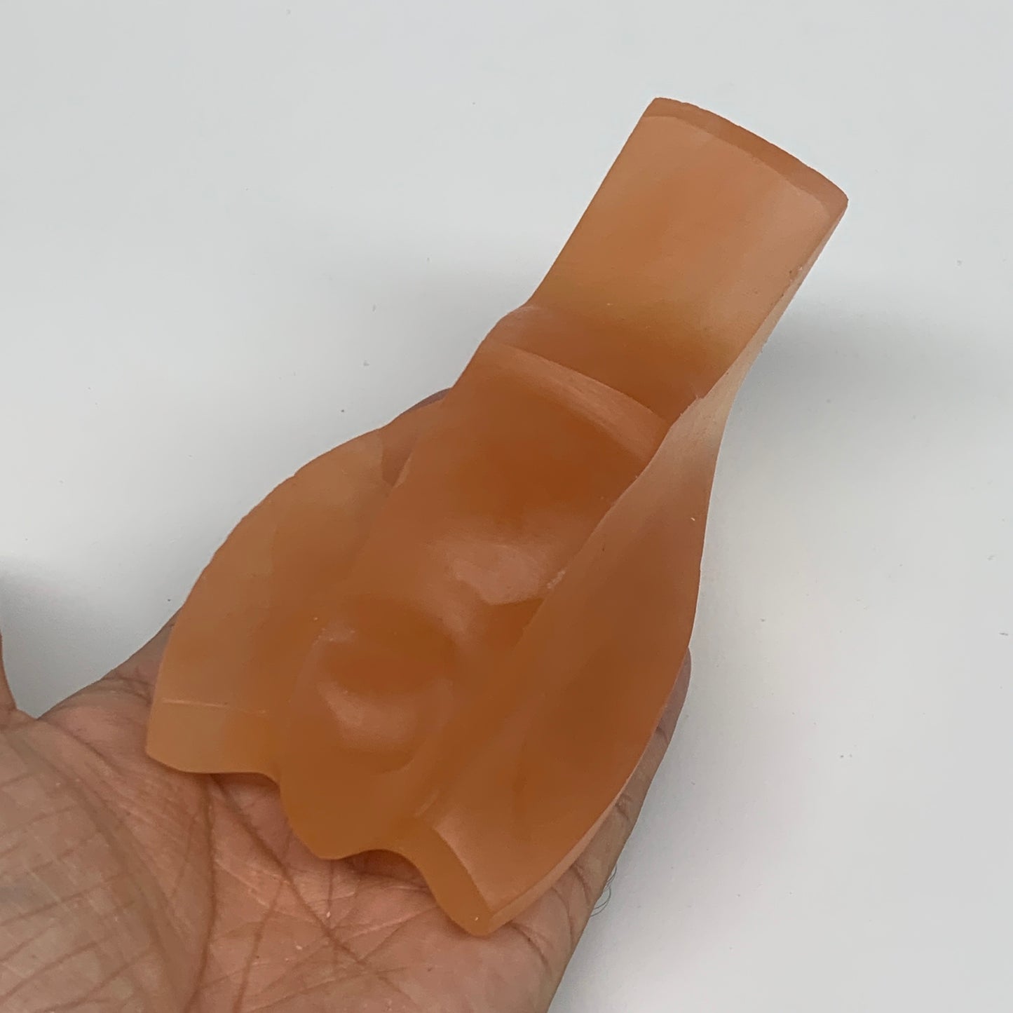 450g, 4.7"x2.5"x2.1"" Orange Selenite (Satin Spar) Angel Crystal @Morocco,B9360