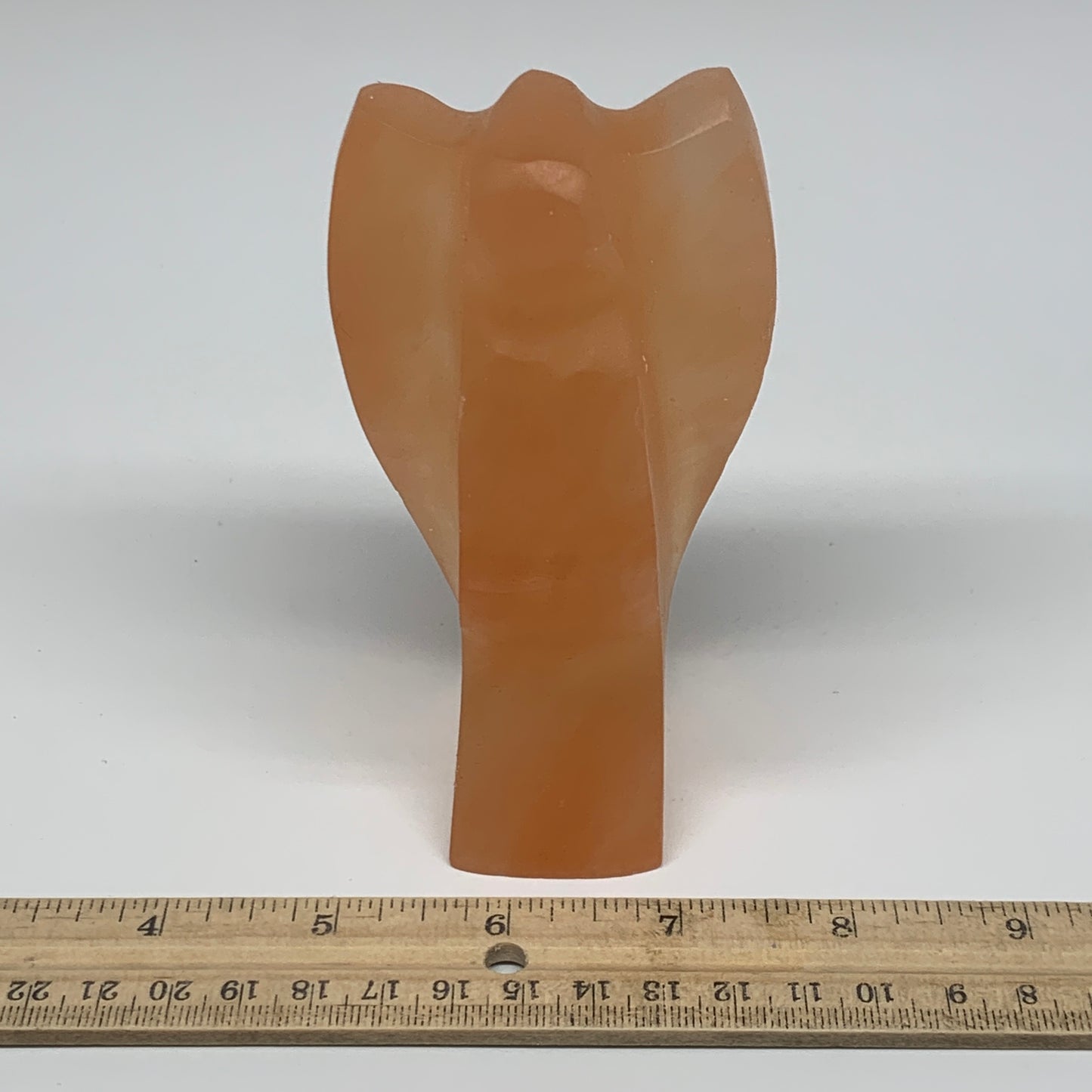 450g, 4.7"x2.5"x2.1"" Orange Selenite (Satin Spar) Angel Crystal @Morocco,B9360