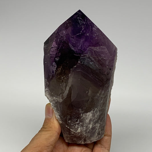 520g,5.1"x2.6"x2.1", Amethyst Point Polished Rough lower part Stands, B19065