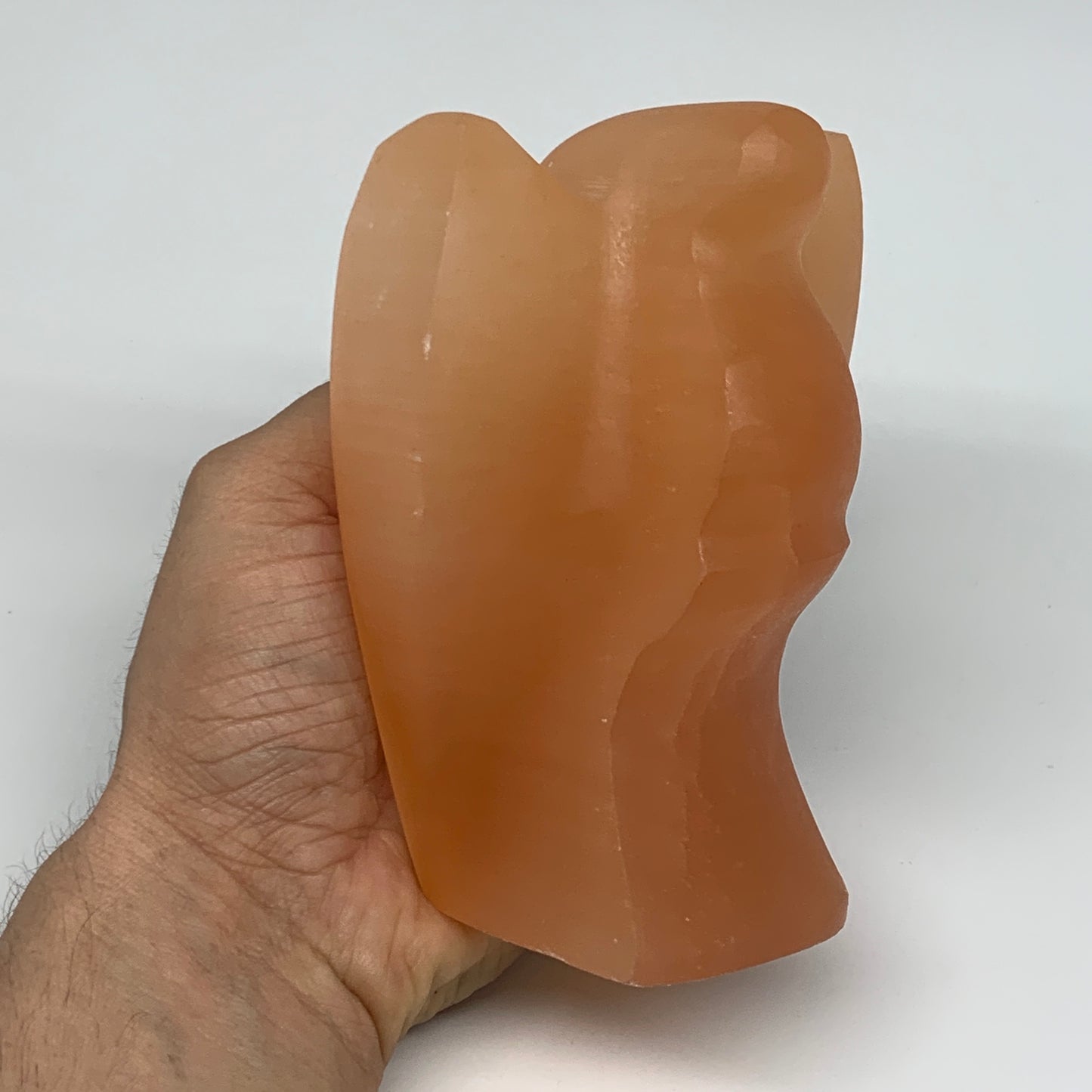 834g, 5"x3.7"x2.4"" Orange Selenite (Satin Spar) Angel Crystal @Morocco,B9361