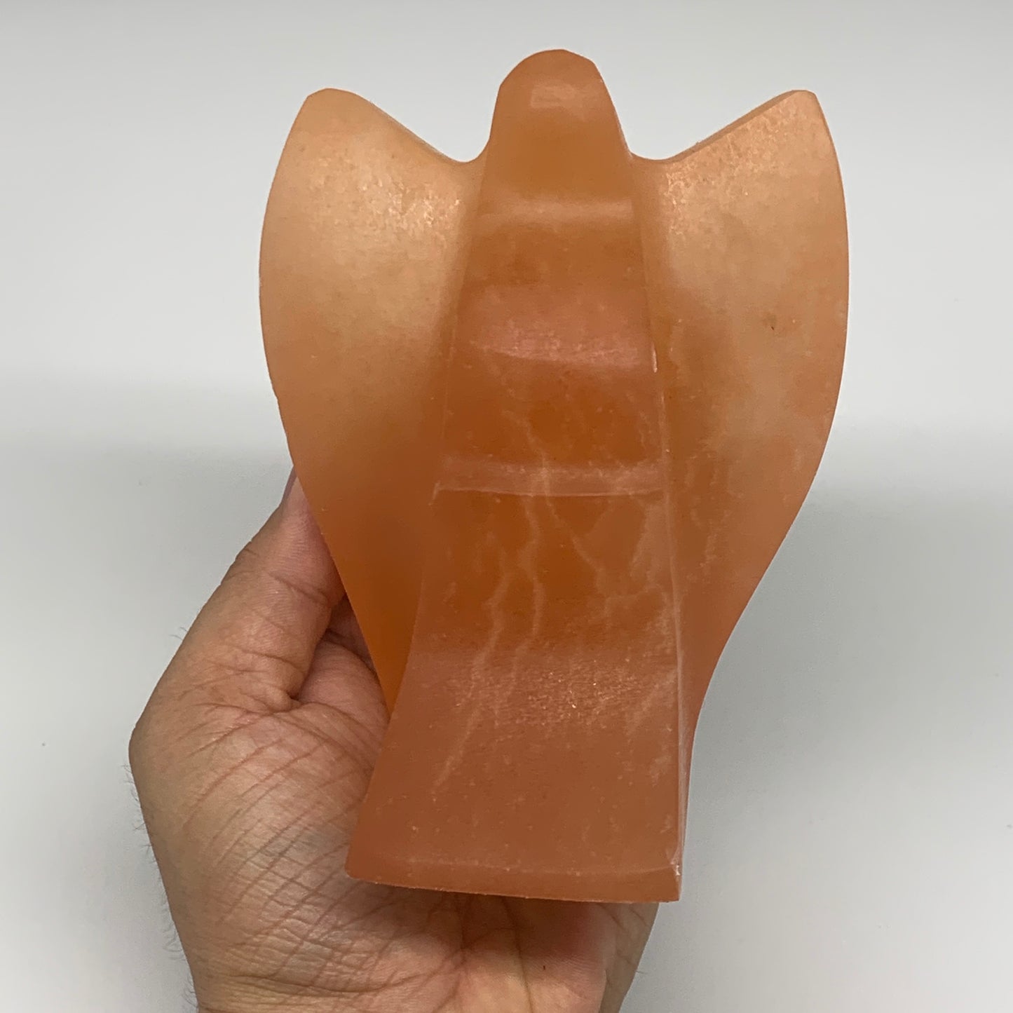 834g, 5"x3.7"x2.4"" Orange Selenite (Satin Spar) Angel Crystal @Morocco,B9361