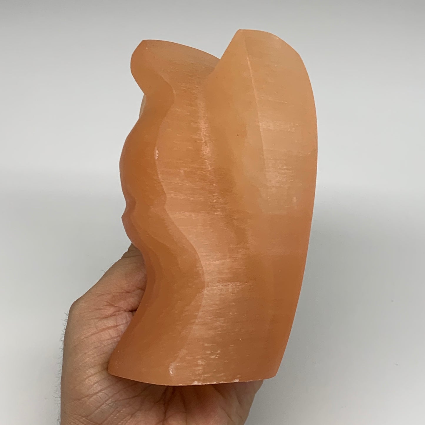 834g, 5"x3.7"x2.4"" Orange Selenite (Satin Spar) Angel Crystal @Morocco,B9361