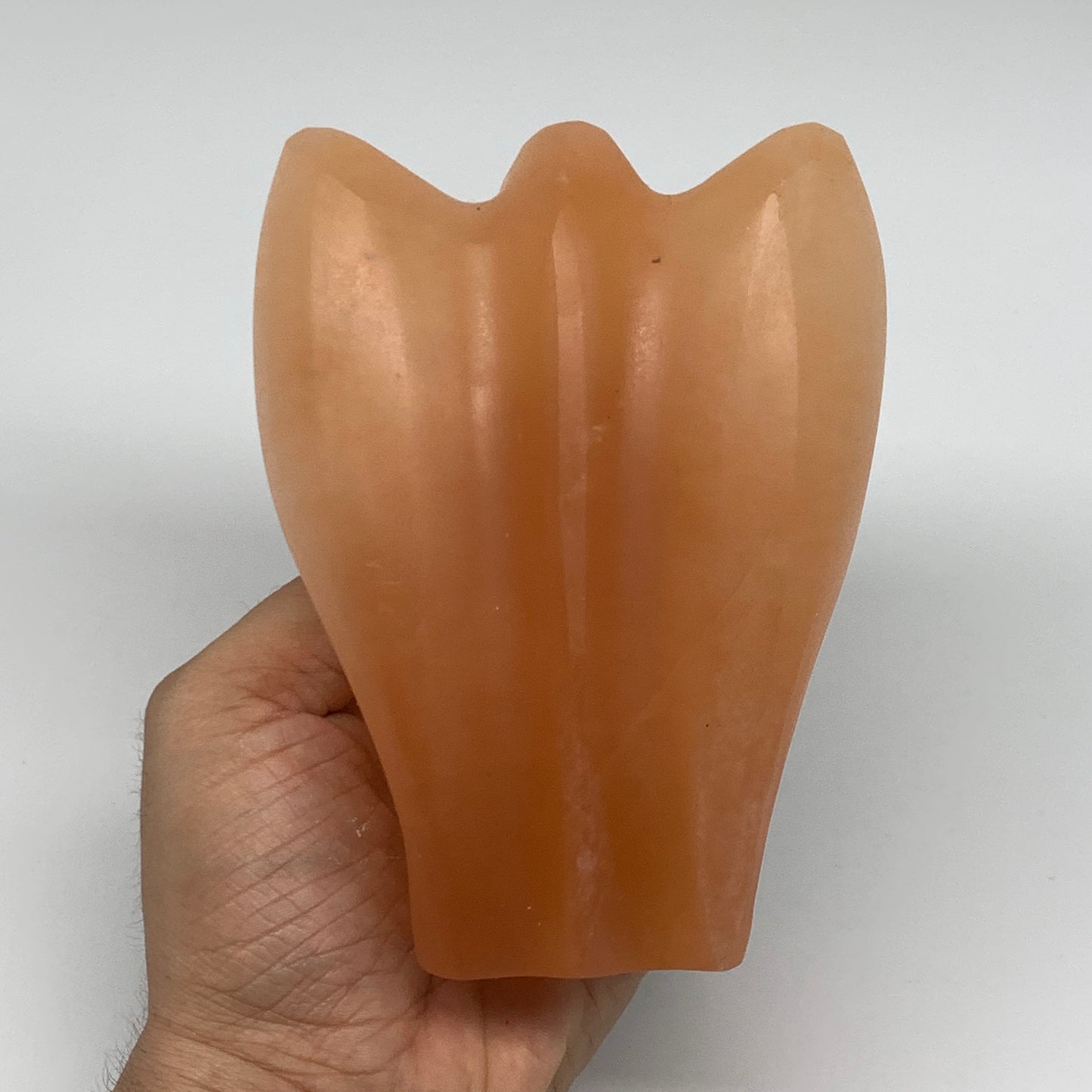 834g, 5"x3.7"x2.4"" Orange Selenite (Satin Spar) Angel Crystal @Morocco,B9361