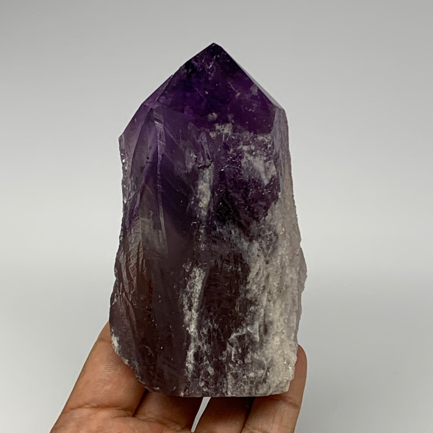 414.9g,4.3"x2.4"x1.9", Amethyst Point Polished Rough lower part Stands, B19066