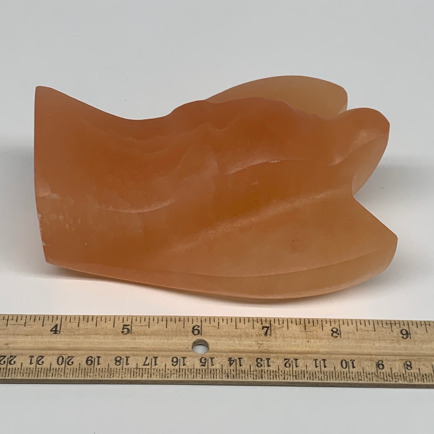 834g, 5"x3.7"x2.4"" Orange Selenite (Satin Spar) Angel Crystal @Morocco,B9361